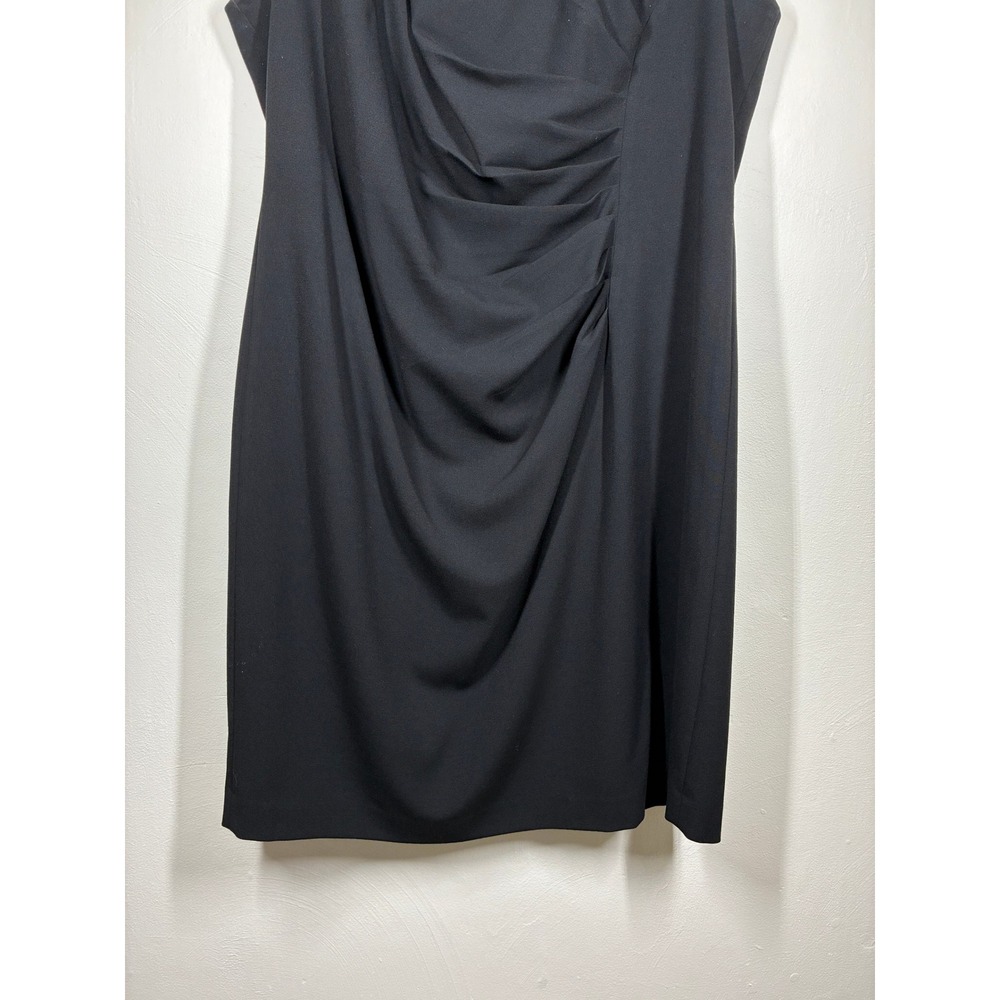 Calvin Klein Black Sleeveless Sheath Dress Plus Size 18W Ruched Neutral Stretchy - Picture 3 of 12